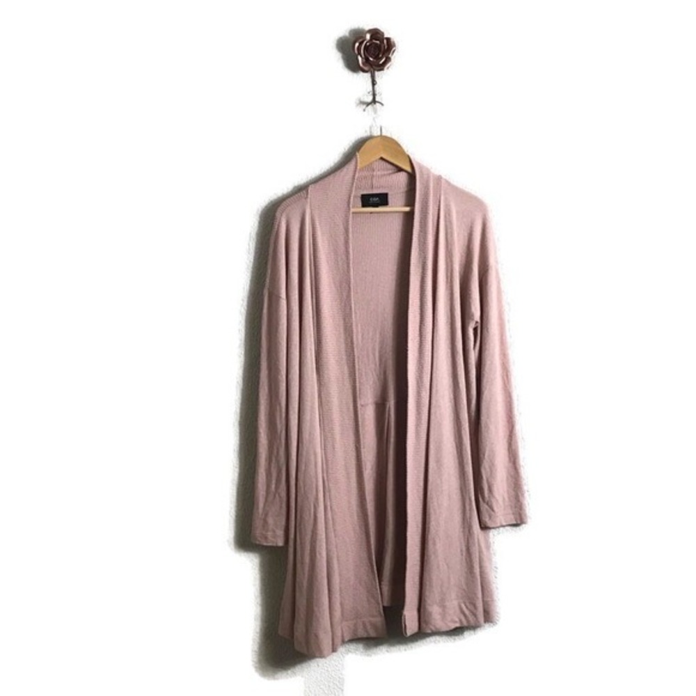 Anthropologie COA Medium Pink Cozy Rayon Open Front Long Line Layering‎ Cardigan